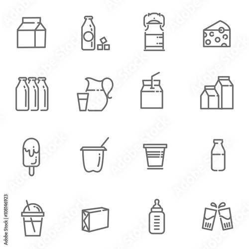 Set of icons for milk