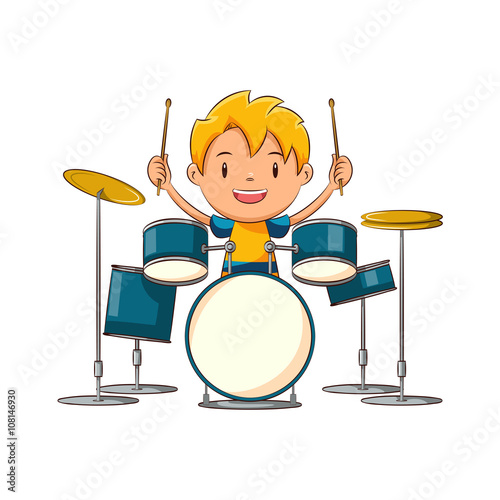 Kid playing drums