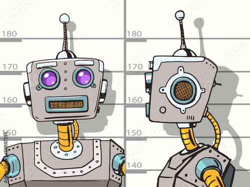Robot arrested photo in police pop art vector
