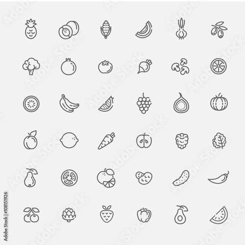 Fruit and Vegetables icon set