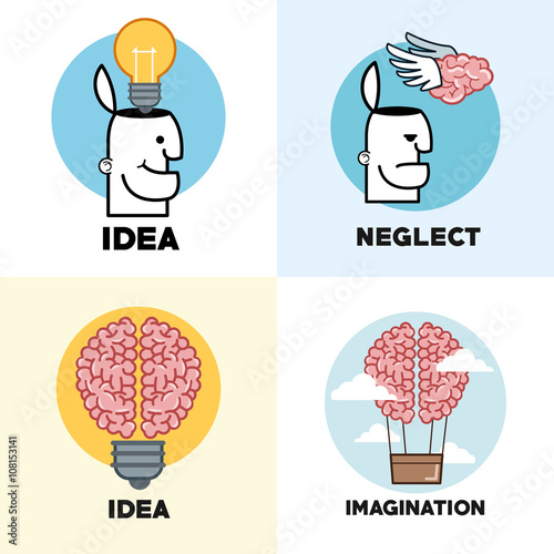 Graphic design of Mind and Thinking , vector illustration
