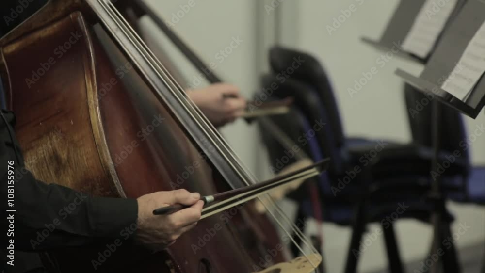 Cello professional player with symphony orchestra performing in concert Cello professional player with symphony orchestra performing in concert