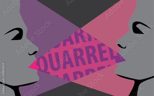 Two women quarrel and have a different opinion, concept vector