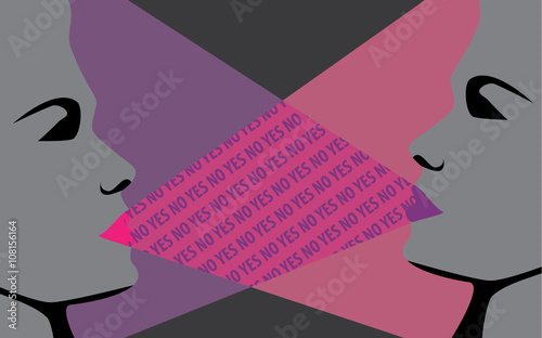 Two women quarrel and have a different opinion, concept vector