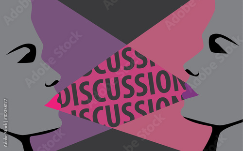 Two women discuss together discussion, concept vector