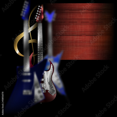 electric guitars in different planes