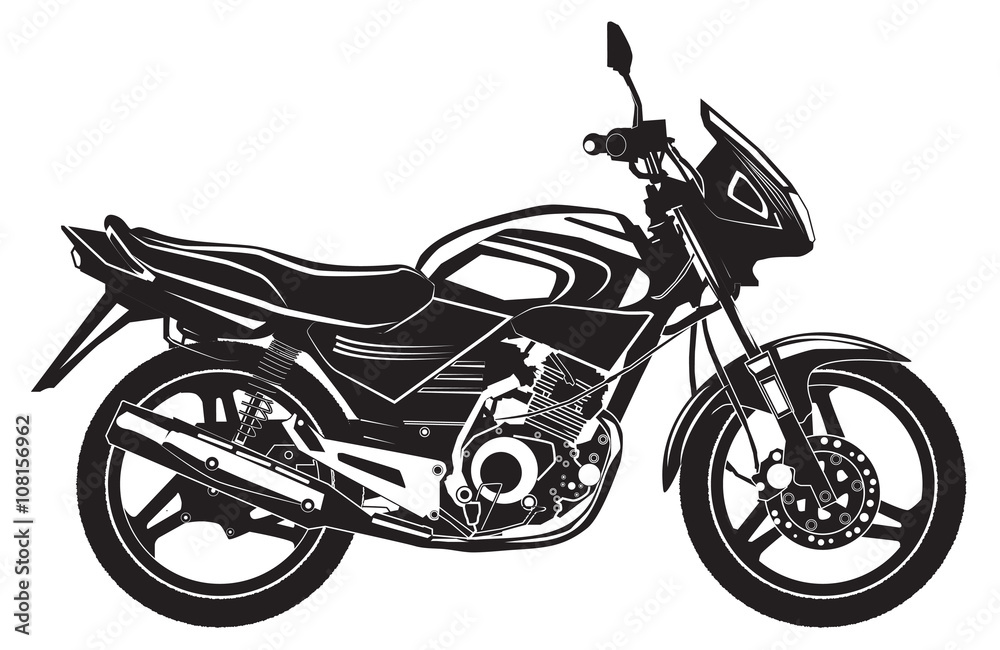 Вlack sports bike. Motorcycle. Vector illustration.