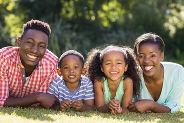 Happy family posing together