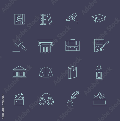 Legal, law and justice icon set
