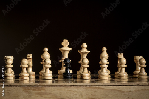 Black and yellow chess pieces