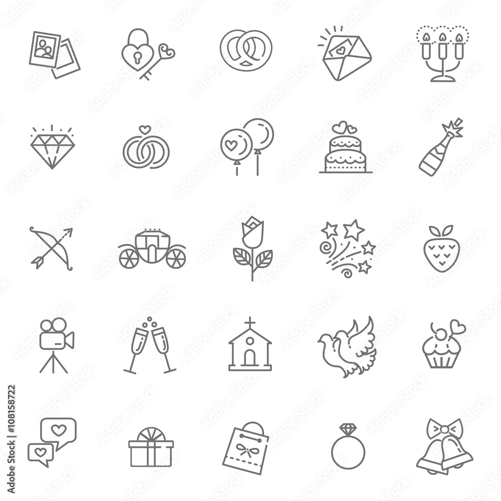 Outline web icon set wedding Outline web icon set wedding