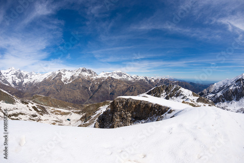 Majestic snowcapped mountain range on the italian Alps