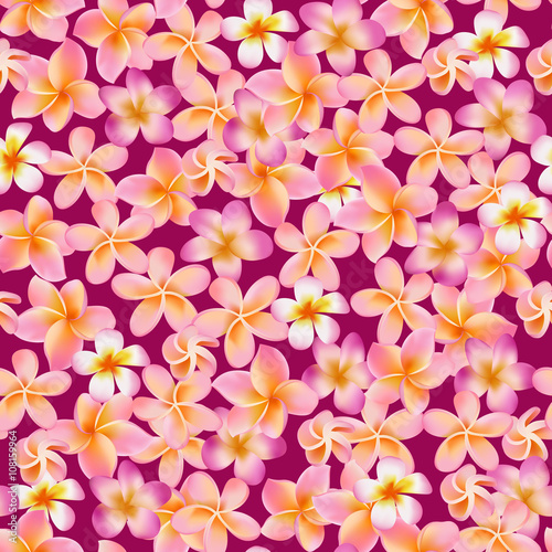 Tropical Flowers Background. Vintage Seamless Pattern. Vector Background