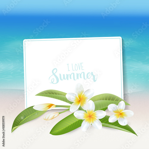 Summer Time Design. Tropical Flowers on the Beach