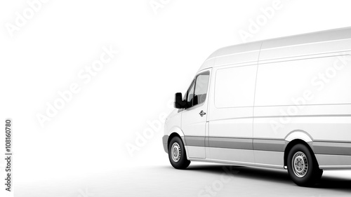 Commercial van on a white background with shadow