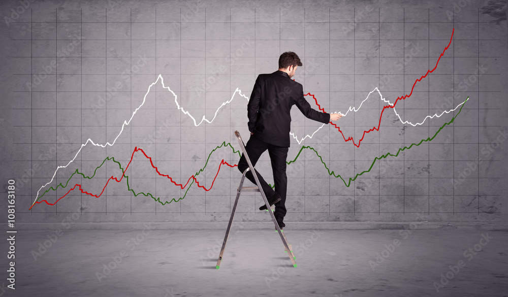 male on ladder drawing chart lines male on ladder drawing chart lines
