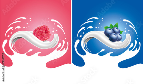 milk tongue with raspberry, blueberry