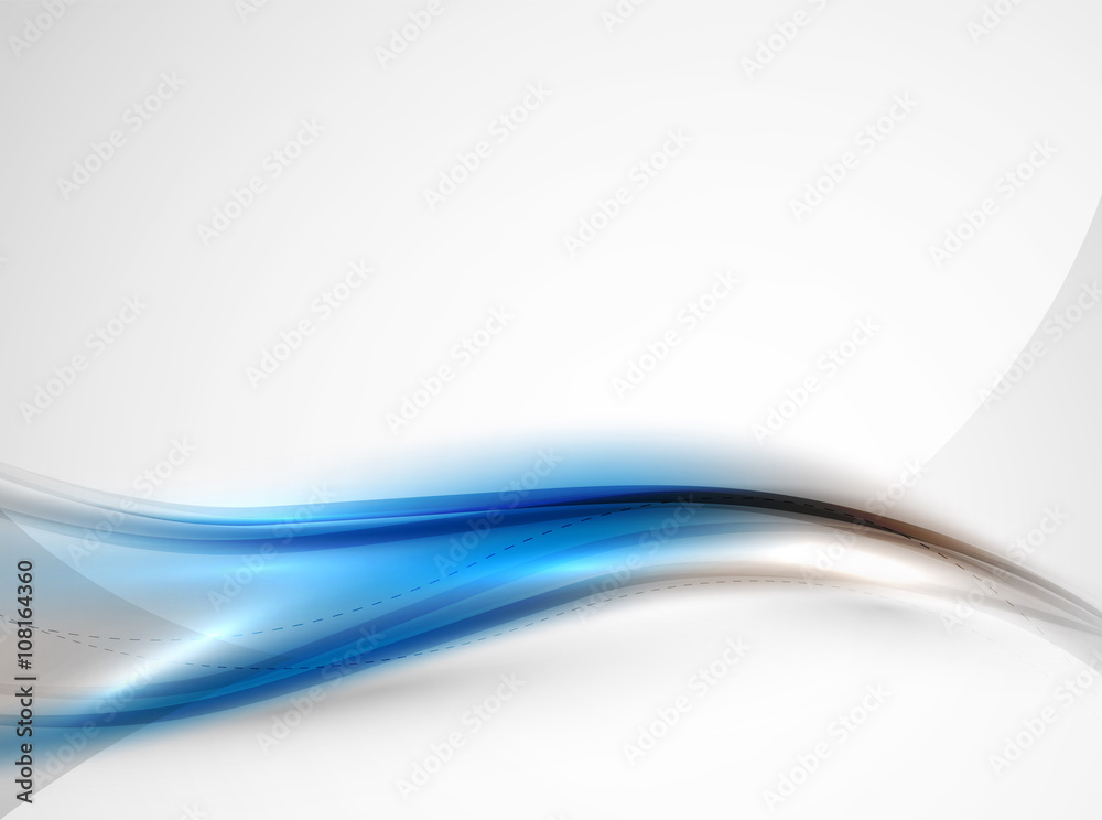 Naklejka premium Szablon projektu niebieski błyszczący jedwabiu fala