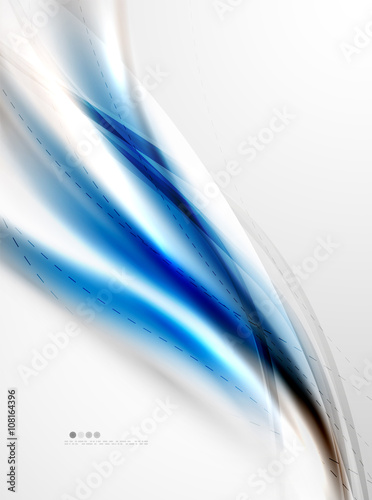 Blue glossy silk wave design template