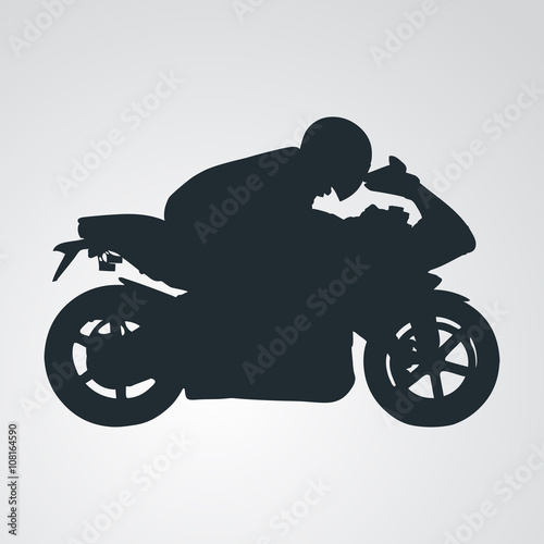 Icono plano silueta motorista en fondo degradado