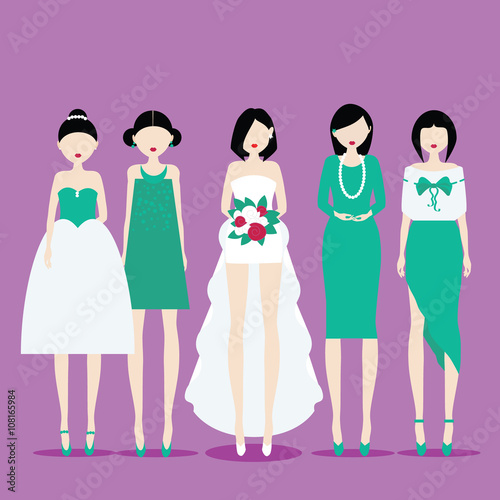 Bride with bridesmaids