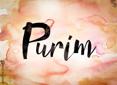 Vászonkép Purim Concept Watercolor Theme