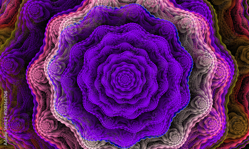 Obraz premium Abstract wallpaper. Abstract fractal. Fractal art background for creative design. Decoration for wallpaper desktop, poster, cover booklet, card. Psychedelic. Print for clothes, t-shirt.