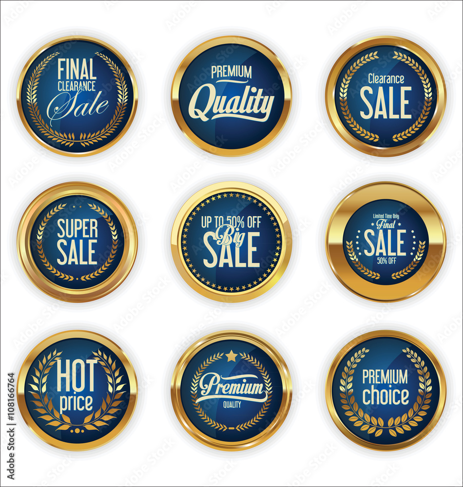 Quality golden badges and labels collection