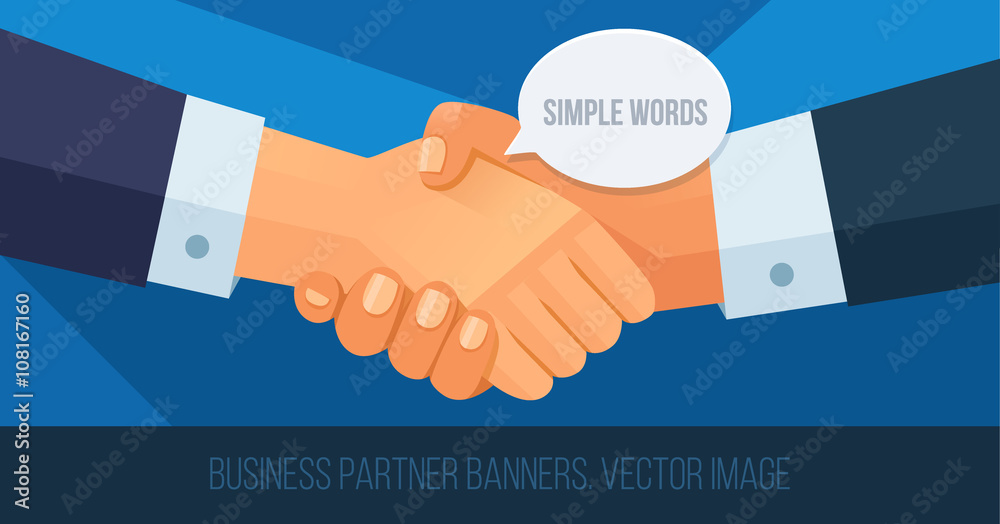 Template with businessman handshake. Web banner. Business partner Template with businessman handshake. Web banner. Business partner