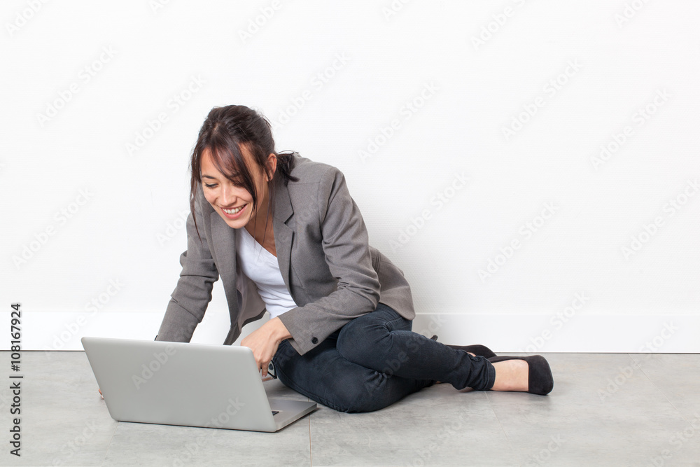 home-office start-up for smiling young businesswoman working home-office start-up for smiling young businesswoman working