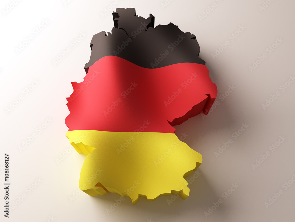 Obraz premium Flag map of Germany on white background. 3d rendered illustration.