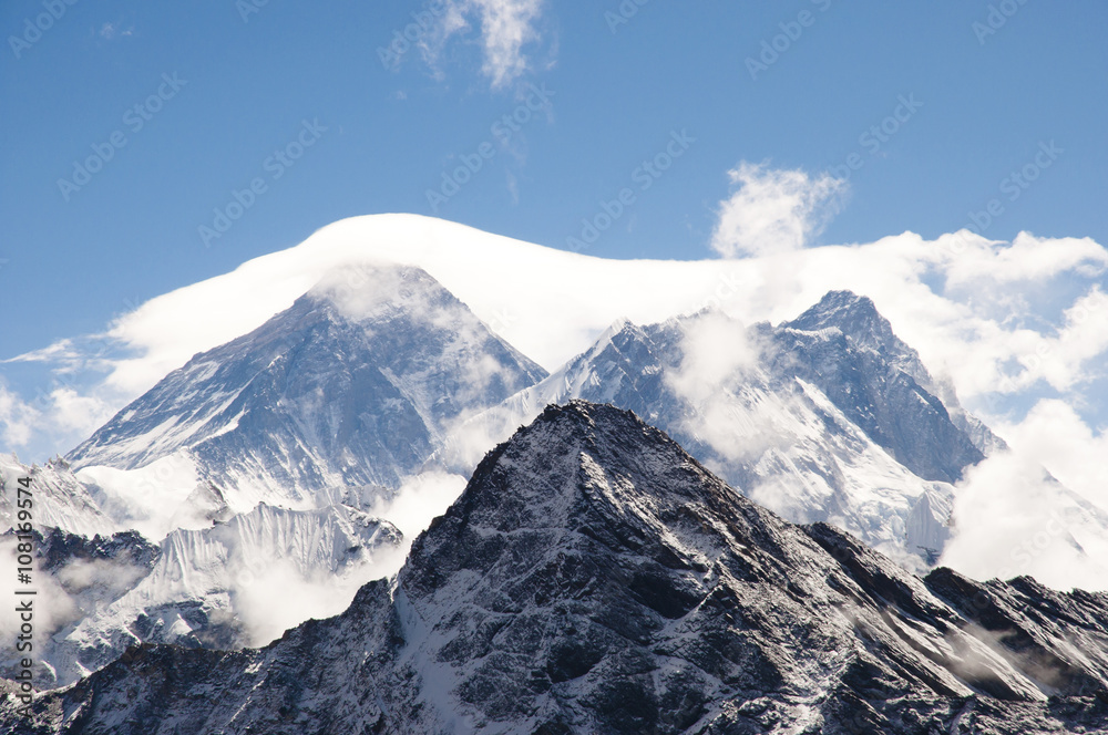 Everest Veiled by Clouds - Nepal
