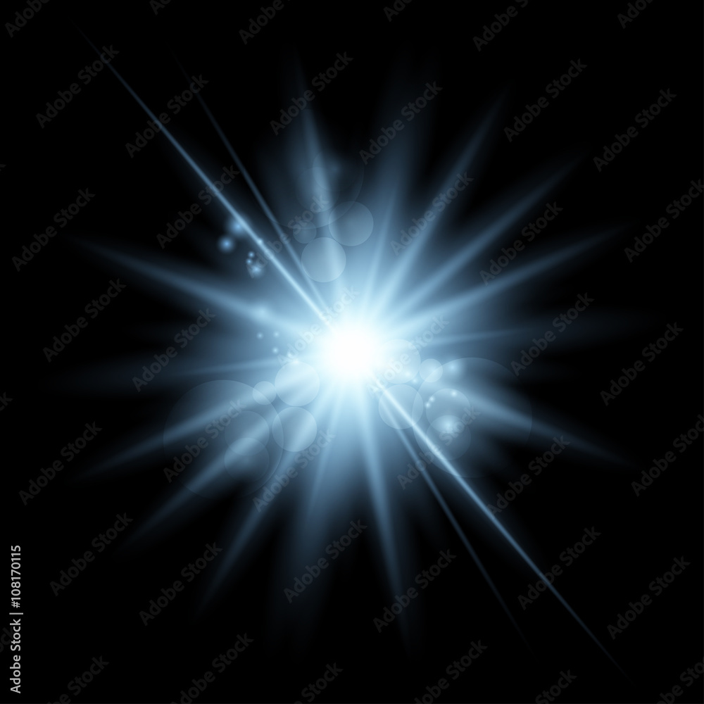 Blue glowing light burst with transparent on black background Blue glowing light burst with transparent on black background