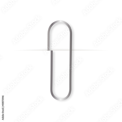 Paper clip with shadow and white background