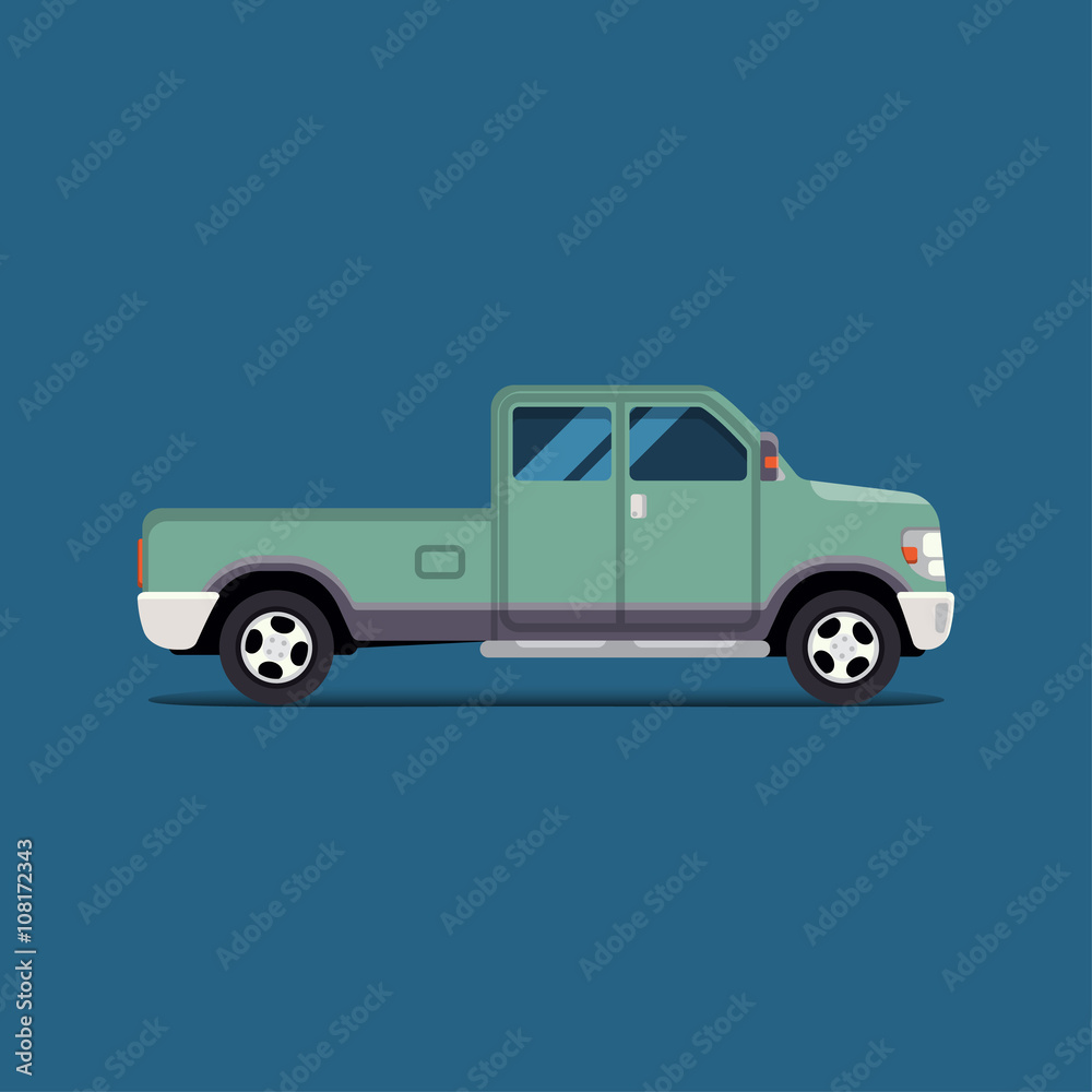 Vector illustration flat. the truck carrying the bike Vector illustration flat. the truck carrying the bike