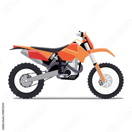 vector illustration of a flat sports enduro bike for extreme trips through the mountains. tech design on a white background.