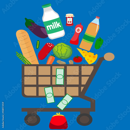 Продуктовая тележка, маркет покупка еды