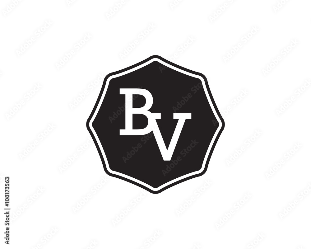 Nucleair Schiereiland Hertogin BV retro initial monogram letter logo. vintage label typography. Stock  Vector | Adobe Stock