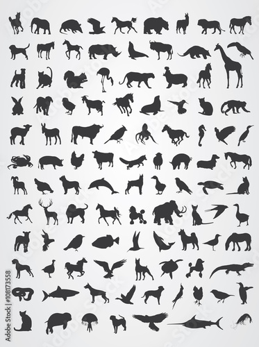  Animals Silhouette Pack Vector.