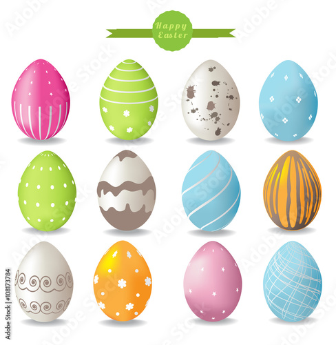 set of color easter eggs. vector illustration