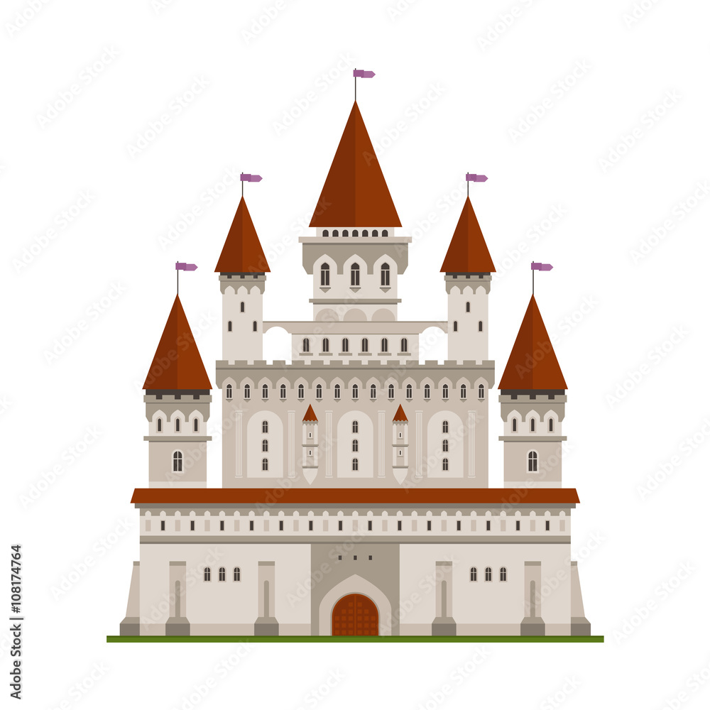Medieval fortified castle of king or lord symbol