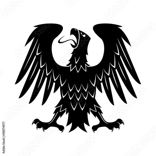 Heraldic eagle with raised wings, turned head