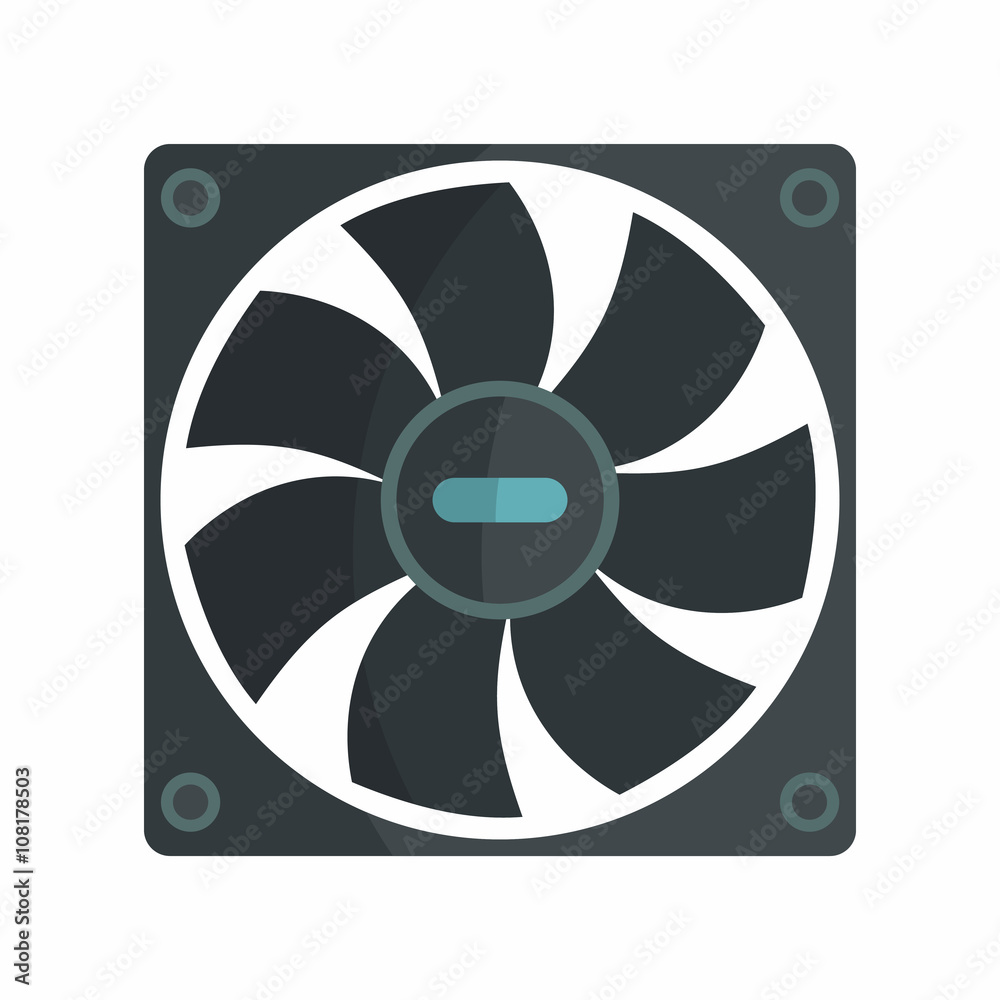 Flat hardware cooler icon for repair service design Flat hardware cooler icon for repair service design