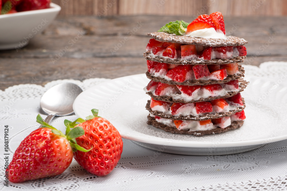 Strawberries desert with cream Strawberries desert with cream