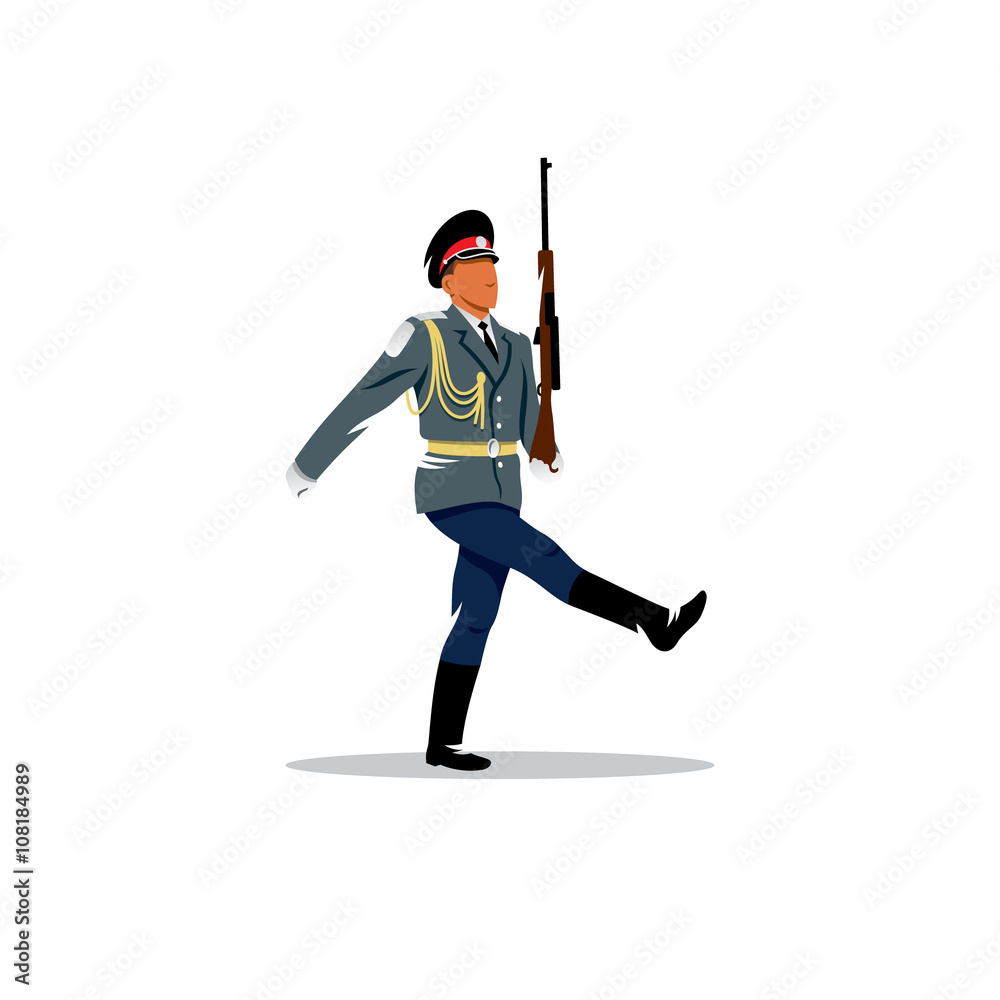 Russian army. The soldier honor guard marches. Vector Illustration.