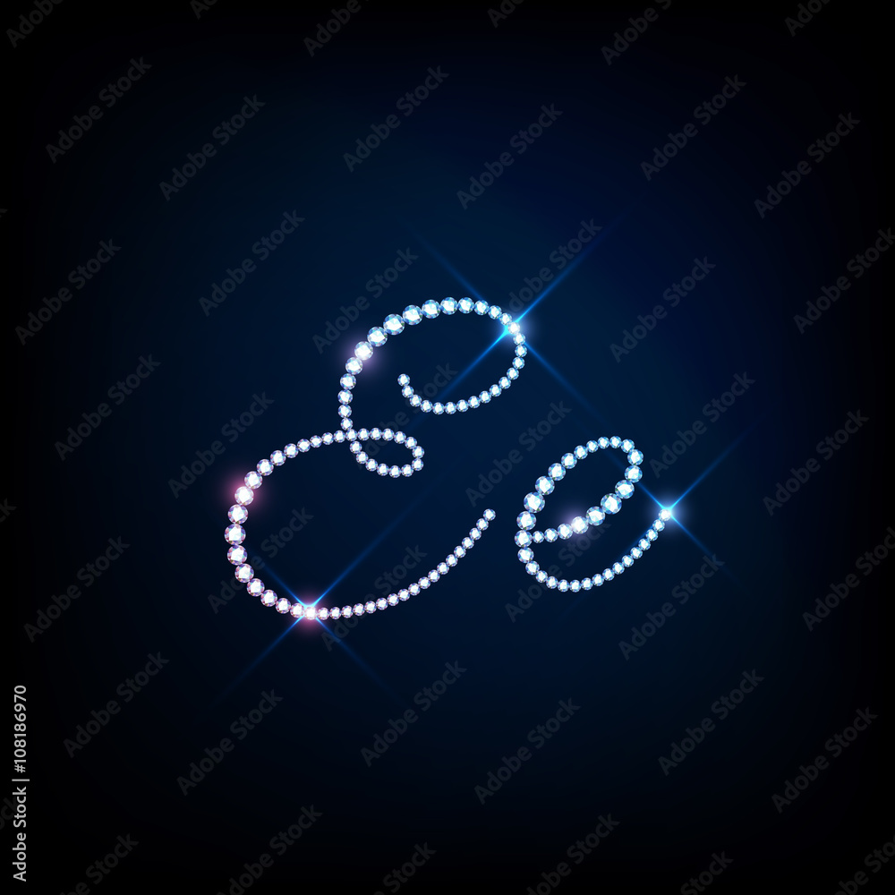 Sparkling diamond gemstone strass thread letter E Sparkling diamond gemstone strass thread letter E