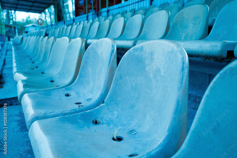 Fototapeta premium rows of blue chairs