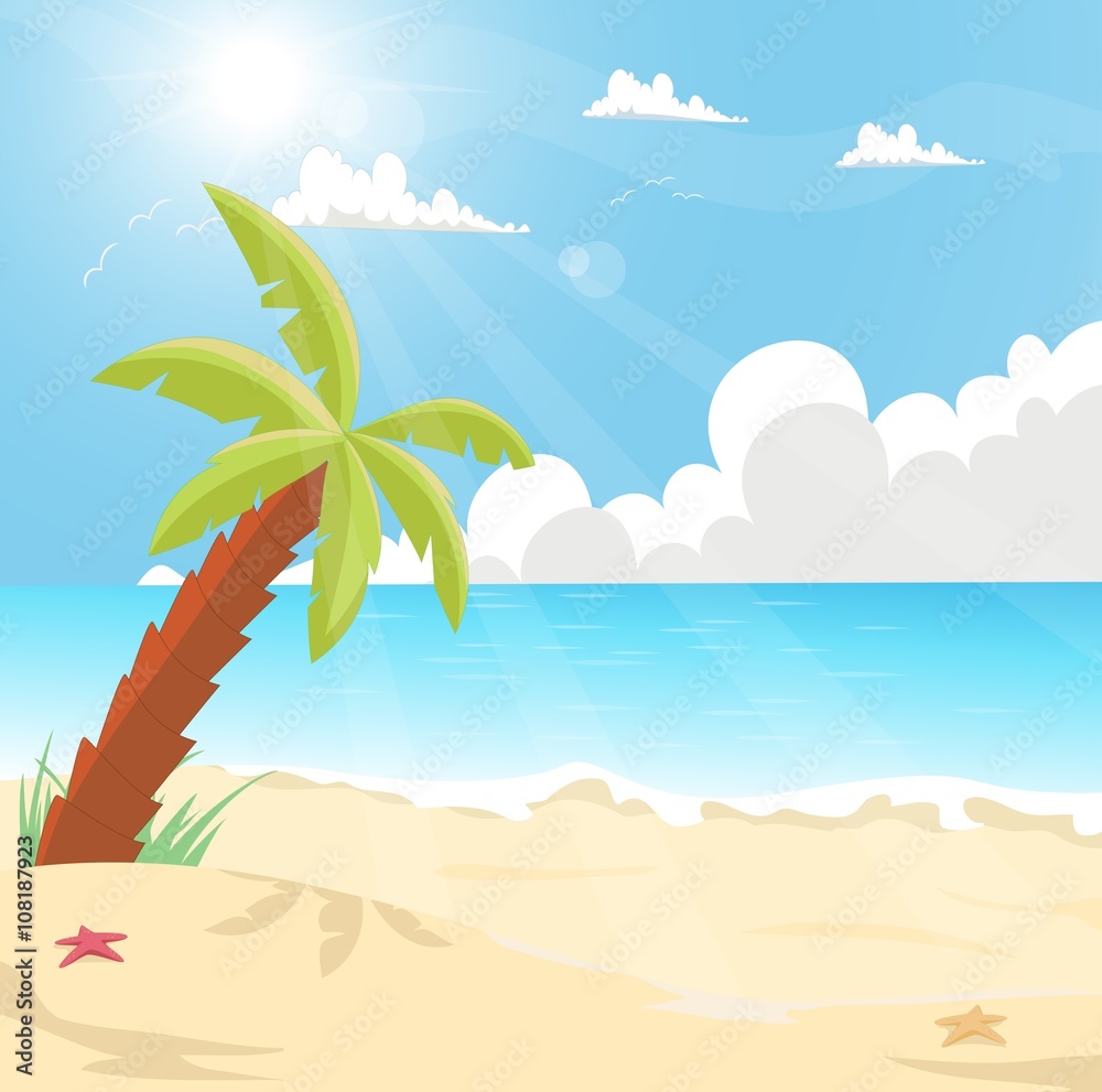 illustration of a tropical island with palm trees