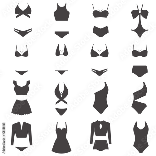 Fashion and Shopping vector icon set with gray