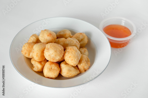 Thai food, deep fried shrimp balls on a white background
